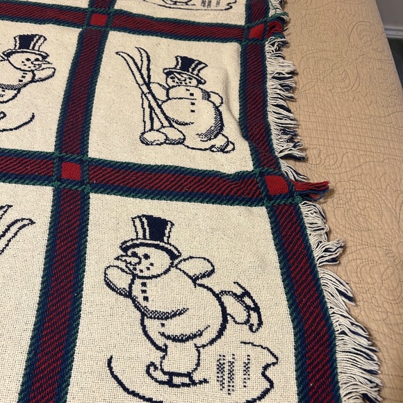 Snowman Tapestry Throw Blanket - Picture 3 of 5